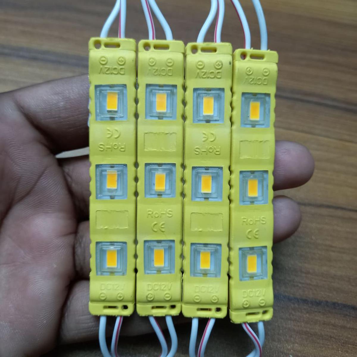 4Pcs- YELLOW Color DC 12V COB Yellow LED Light COB LED Light 12V COB LED Chip 3W LED Light With Cables COB Light Bulbs For Decoration Office DIY LED Light