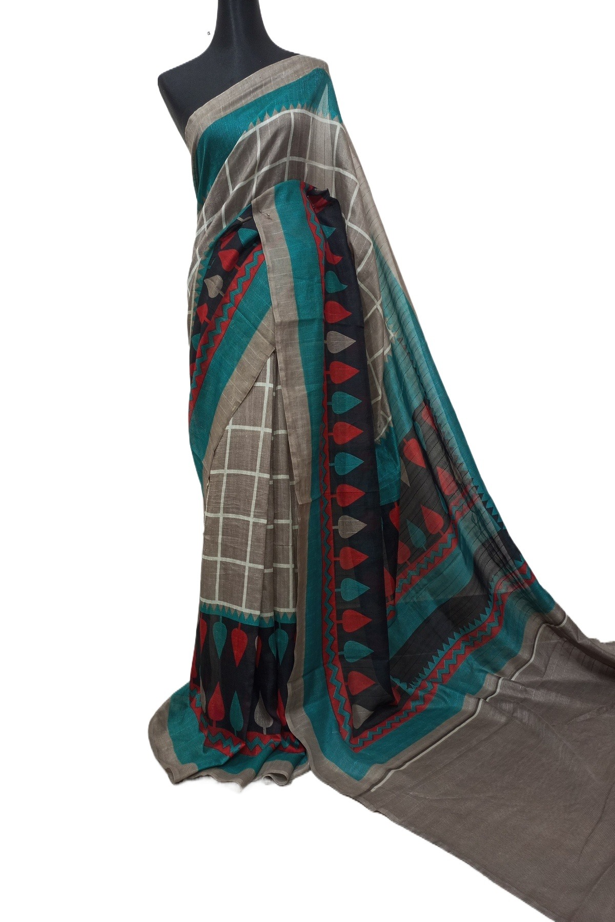 Traditional Indian art silk printed saree for woman without blouse pieces