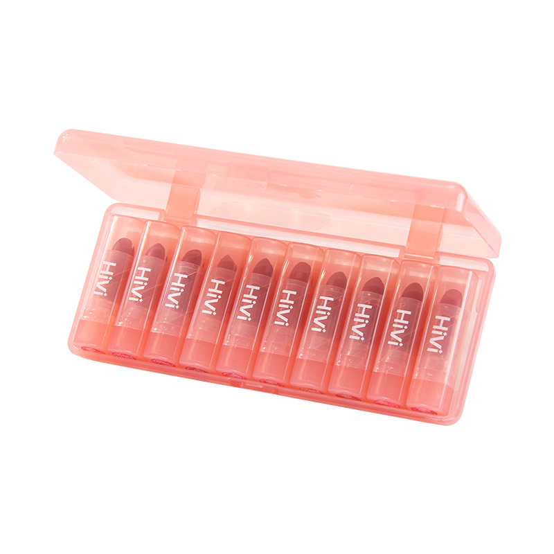 HiVi Veil Velvet Matte Matte Lipstick 10 Pack Hard Box Affordable Makeup Student Tanabata Gift to Girlfriend