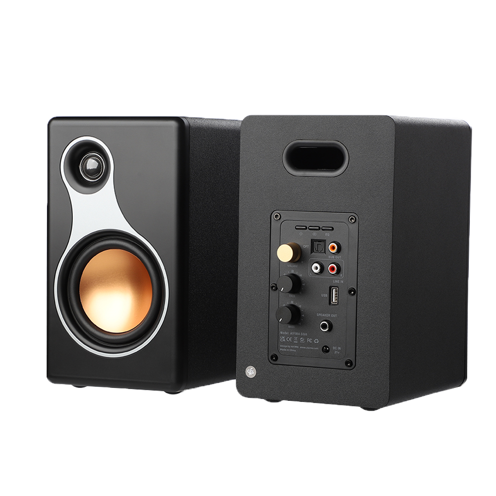 AIYIMA S500 Classic Bookshelf Speaker Bluetooth Wireless 120W Hifi Active Speakers For Home Computer Game Coaxial Optical RCA. 
