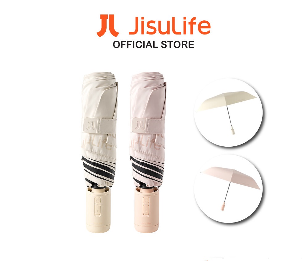 Jisulife FA52 Portal Umbrella Fan Portable Umbrella Sun Life 1 Model Comes with a Built-in Fan Lightweight Sun Protection at UPF 50+ level 1 Pcs. 