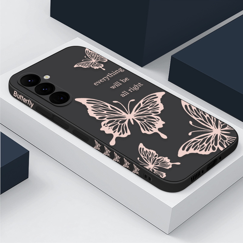 Butterfly Pattern Hand Lanyard Case For Samsung Galaxy S22 S23 S24 Ultra S23 FE A55 A53 A54 A35 A15 5G Soft Silicone Phone Cover. 