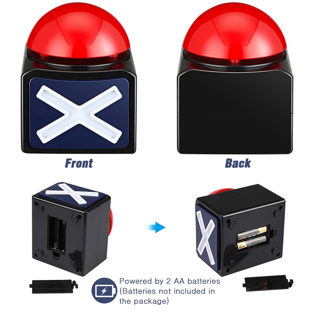 4PCS Game Answer Buzzer,Game Buzzer Alarm Sound Play Button with Light Trivia Quiz Got Talent Buzzer Game for Kids. 