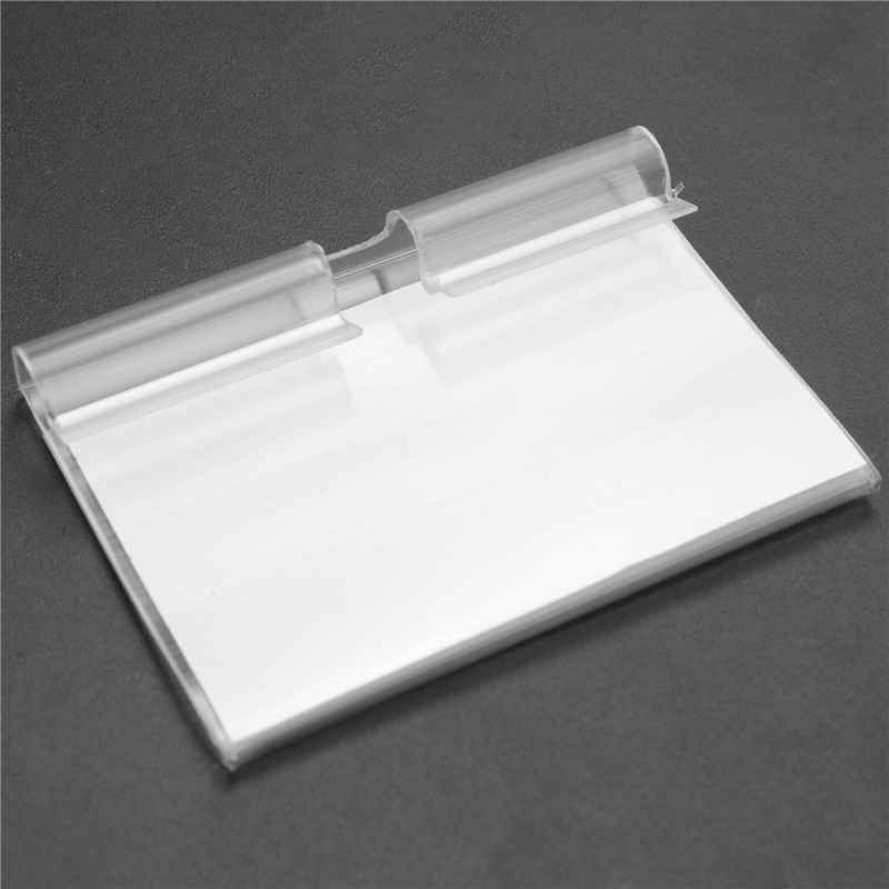 100Pcs Clear Plastic Label Holder Price Tag, Shelf Label Clip Removable Label Holder for Storage Bins Basket Labels. 