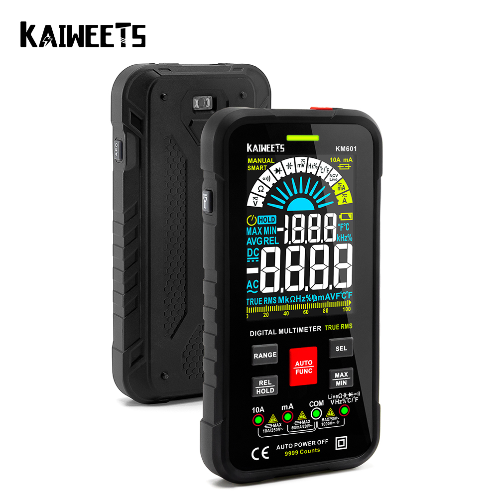 KAIWEETS KM601 9999 Counts Digital Multimeter Smart Auto Range 1000V 10A Tester Meter Ohm Hz Capacitance REL True RMS AC DC DMM. 