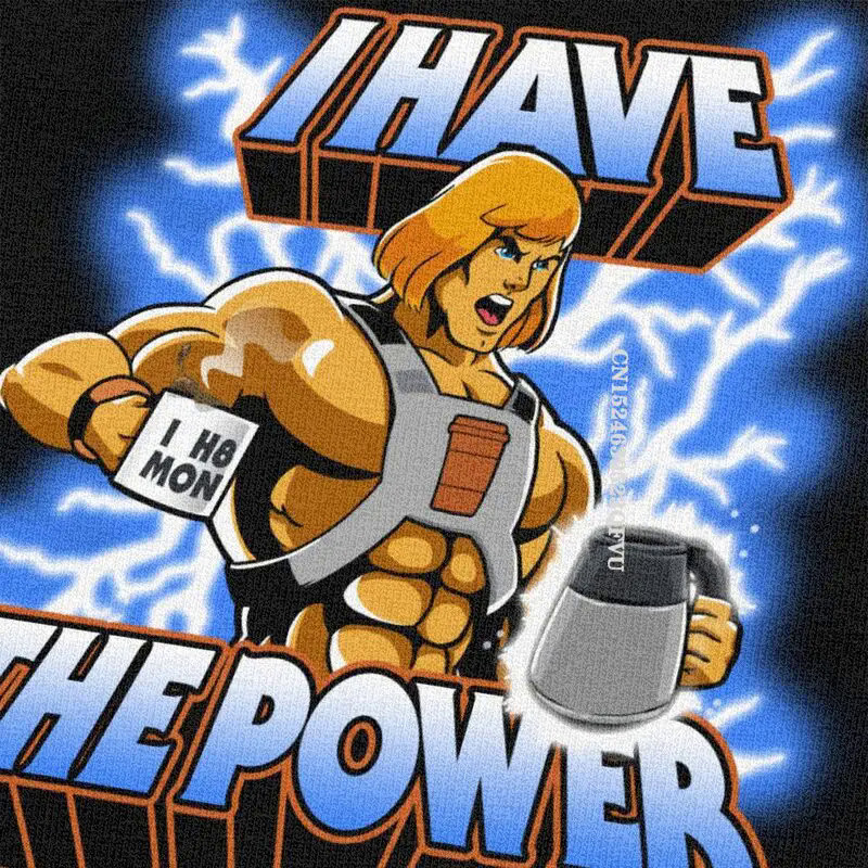 Men's By The Power Of Coffee T Shirts Graphic He-Man And The Masters Of The Universe Tshirt T Shirt Cotton Oversized Tee. 
