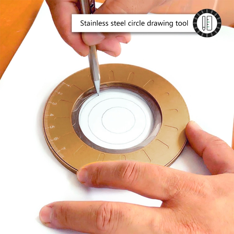 5Inches Round Geometry Ruler Metal Scale Ruler Drawing Circle Ruler Round Template Ruler for Designer Teacher Carpenter. 