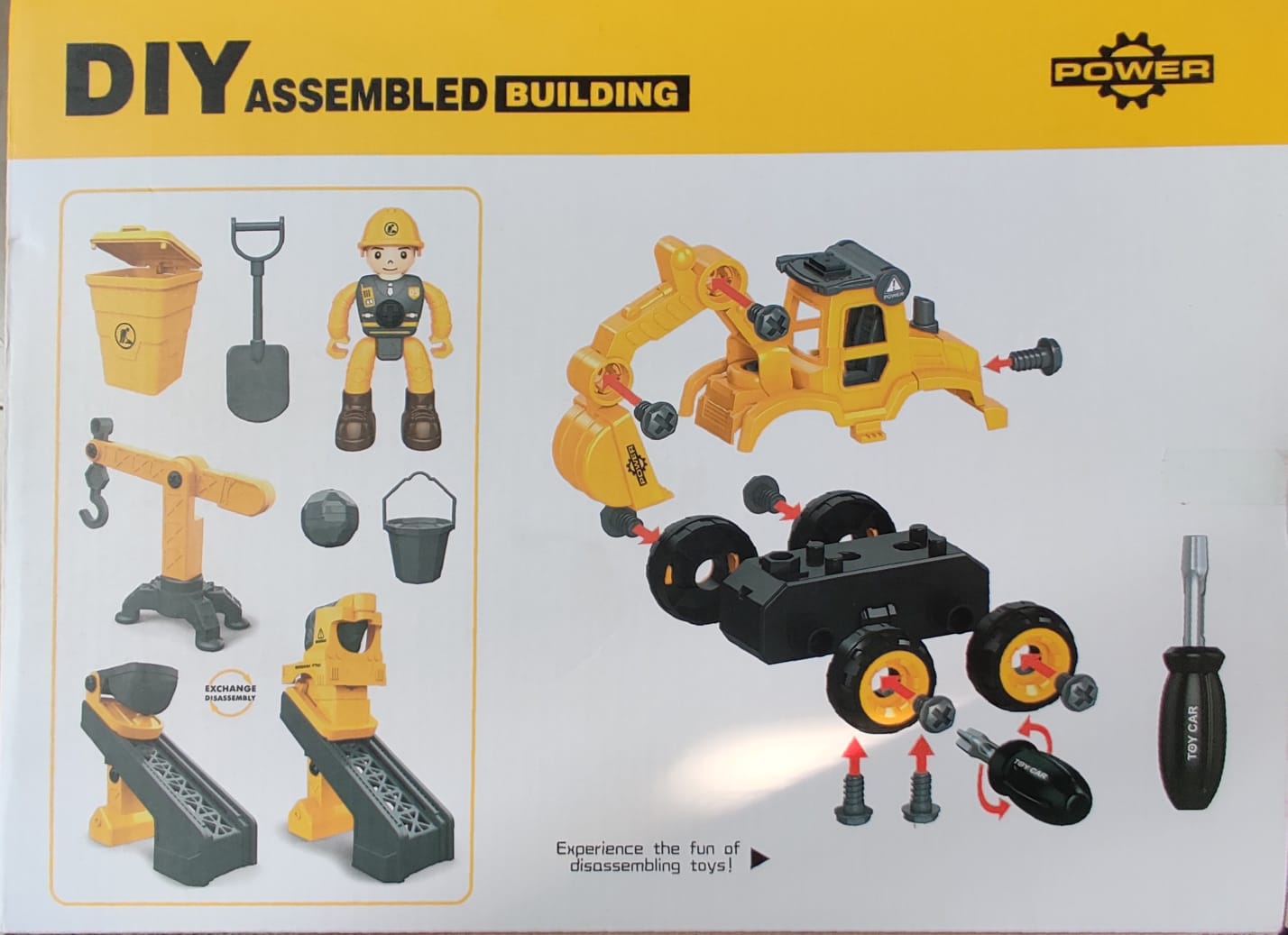4pcs/set DIY Engineering Vehicle Set Disassembly Assembly Engineering Sanitation Toy Car Screw Nut with Disassembl Tool f. 