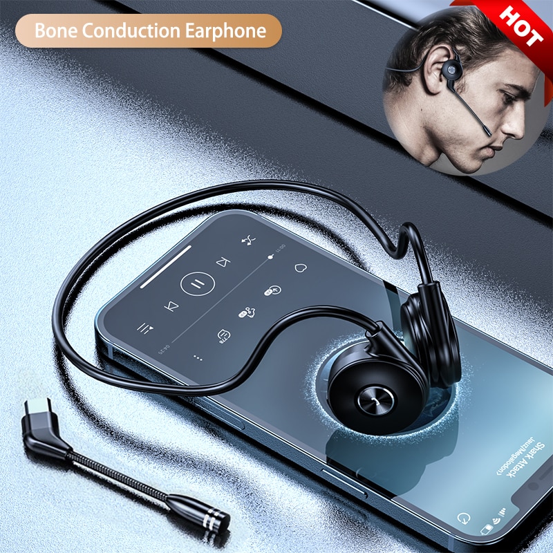 【FUPANG】No painly truly conduction headset wireless bluetooth5.0 headphones waterproof sport earphones HiFi stereo headphones with. 