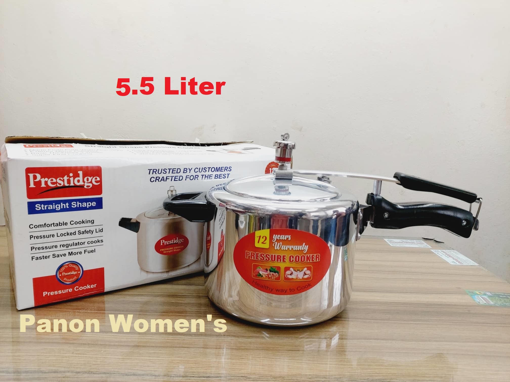 Prestidge Classic 5.5 Liter Pressure Cooker Silver Aluminium. Gift And Kitchen Decoration,ForLong Lasting Daily Use. CD:P370.