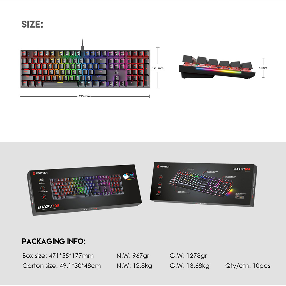 FANTECH MK855 MAXFIT108 RGB MECHANICAL KEYBOARD. 