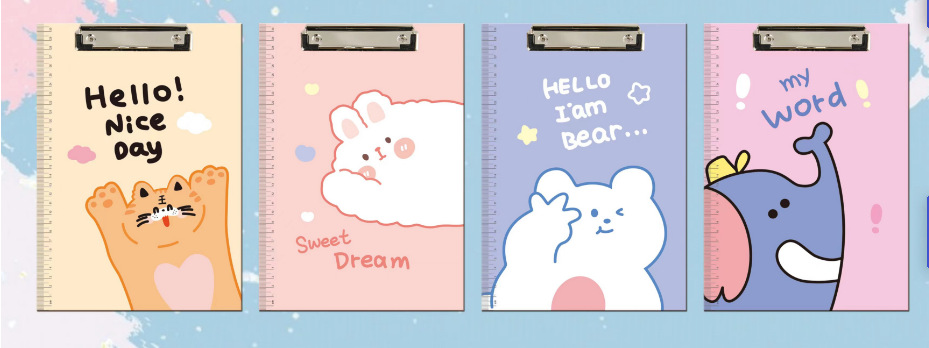 Creative Cartoon A4 Splint Ins Dinosaur Bear Simple Small Fresh Folder Student Writing Exam Pad Board. 