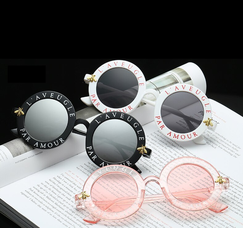 【happy one】Black ClearL'aveugle Par Amour Round Women Distinctive Fashion Unique Brand Designer Retro Sun glasses uv400. 