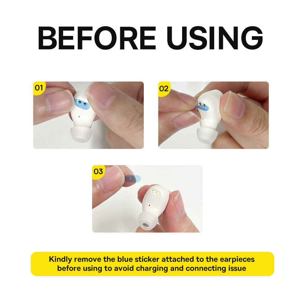 Baseus Bowie WM02+ Wireless Bluetooth Earphone Transparent Case With Smart Display Wireless Earbuds With Mic Touch Control App Support Low-Latency Earphone. 
