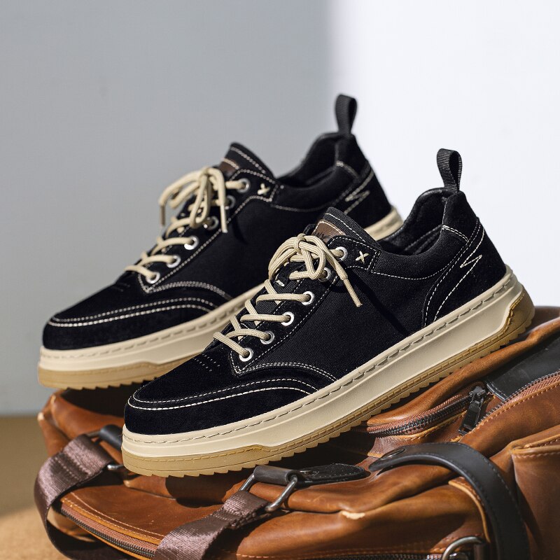 Good Quality Canvas Mens Shoes 2023 Spring New Men's Casual Shoe Breathable Skateboarding Sneakers For Man Solid Color Anti-skid. 