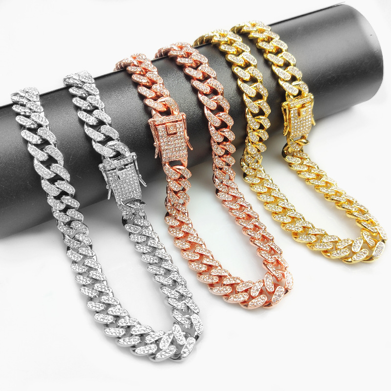 Hip Hop bracelet Bling Iced Out Men Bracelet Miami Cuban Link Chain Bracelets for Men Jewelry. 