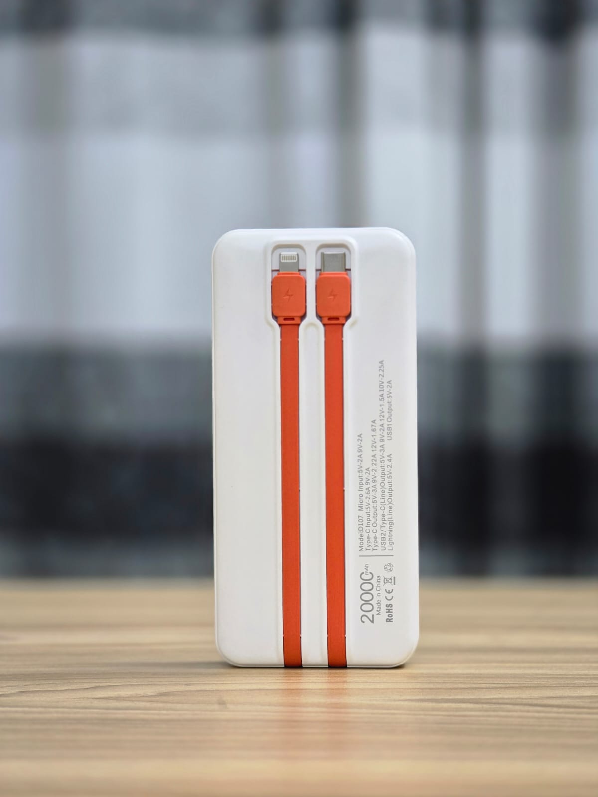 Good Cool Portable Fast Charging 20,000mAh Minimalistic Power Bank with Cable - LED Flashlight & Power Display.. 