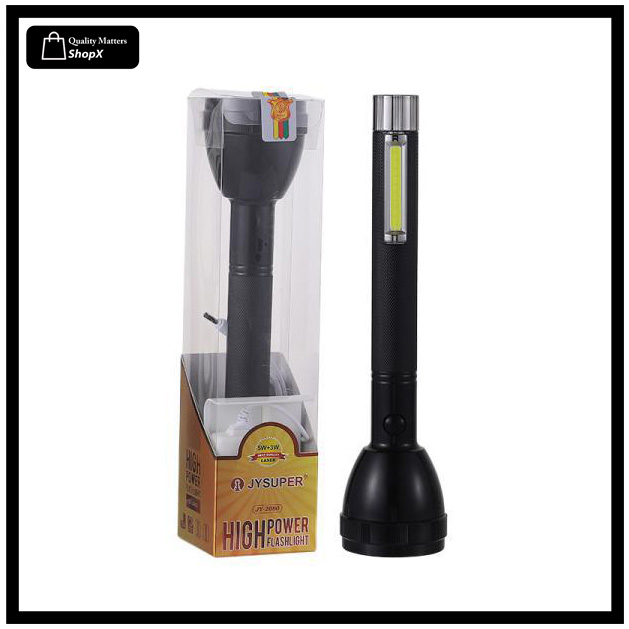 JY SUPER 2080 High Power LED Flashlight Rechargeable 2 In 1 Torch Light Emergency Light. 