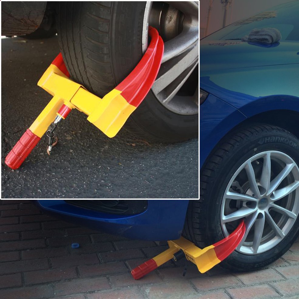 HA 9 Holes Wheel Tire Lock Clamp Anti-Theft Safe Parking Boot for Car Truck SUV-Yellow & orange. 