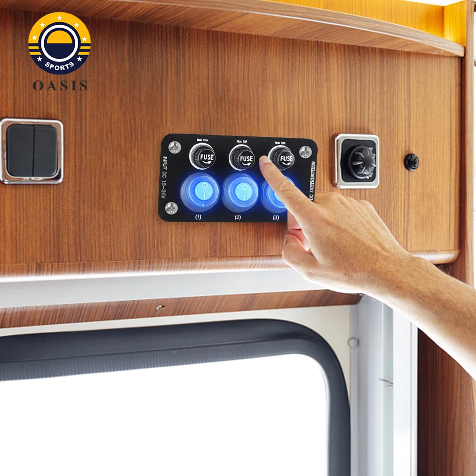 Oasis Rv Led Switch Panel Waterproof 3-button Toggle Switch Panel for Boat Truck Trailer Easy Installation Power Control Rocker Switch for Car 12v-24v. 