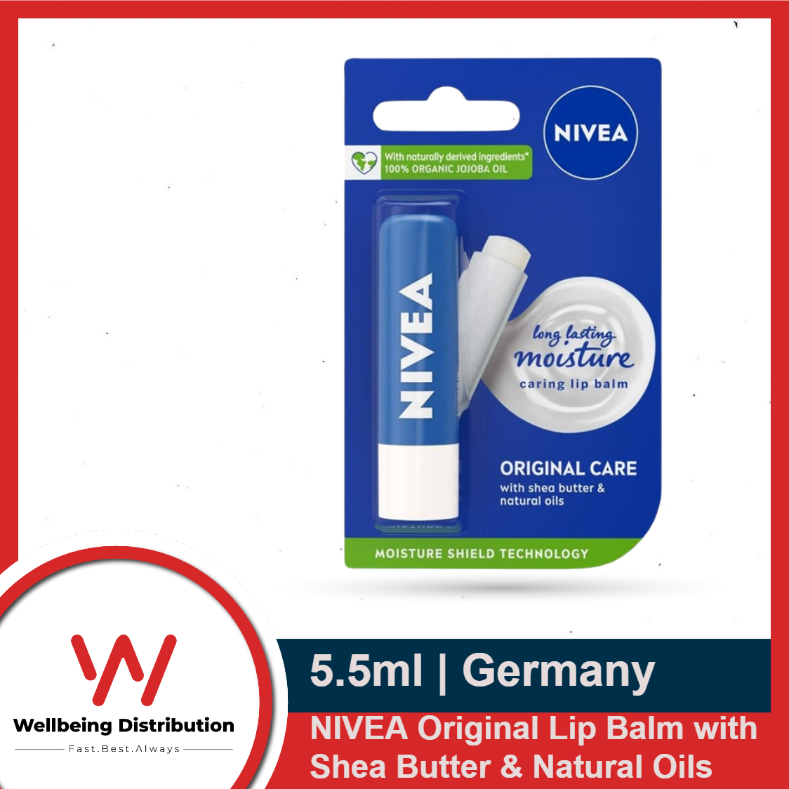 NIVEA Original Lip Balm 24Hour Melt-in Moisture with Shea Butter & Natural Oils