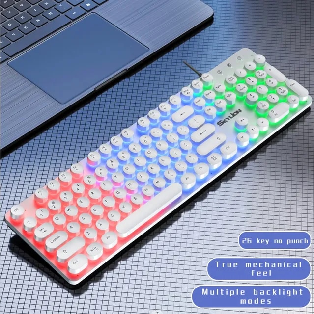 SKYLION H300 Wired 104 Keys Membrane Keyboard Many Kinds of Colorful Lighting Gaming and Office For Windows and IOS System. 