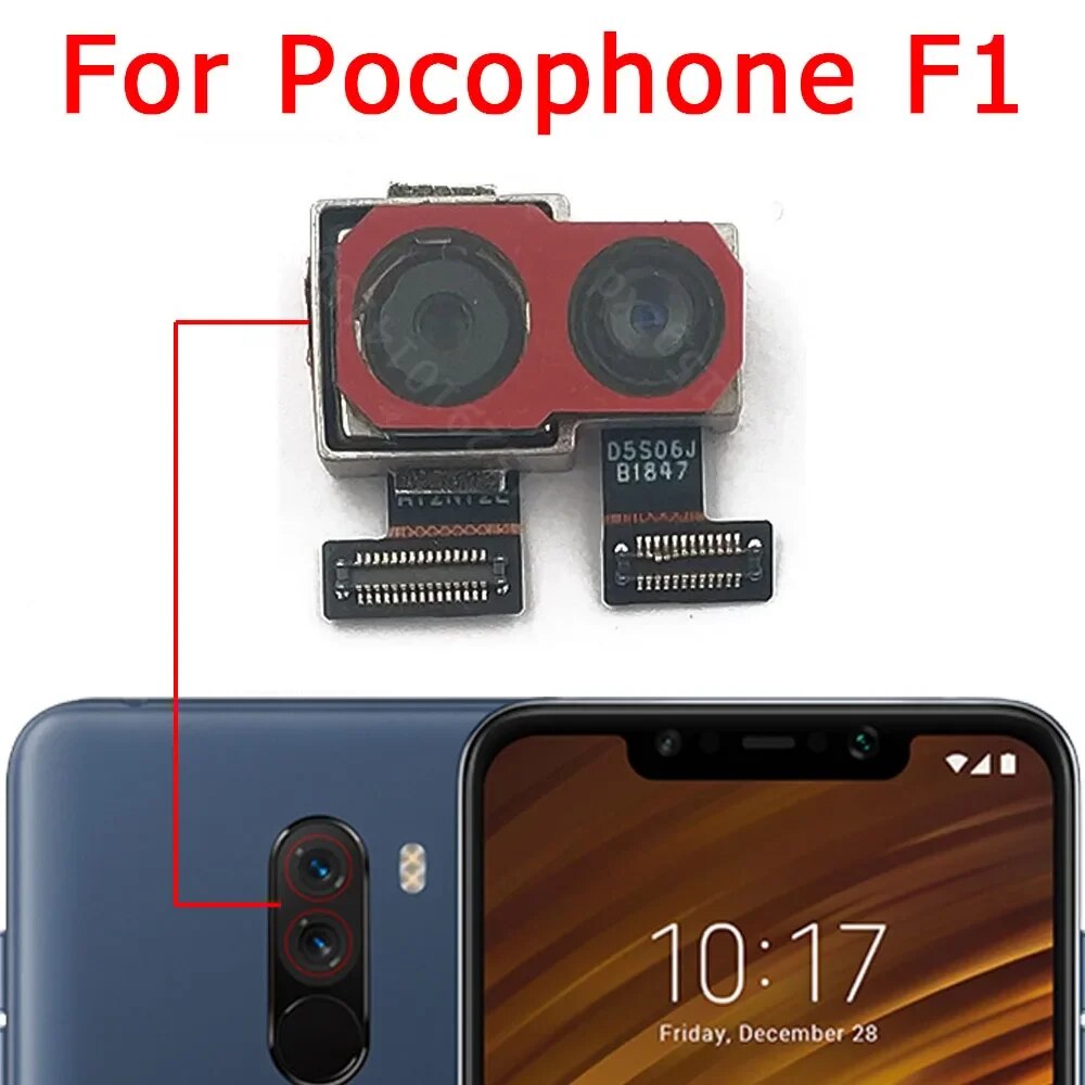 Front and Rear Back Camera For Xiaomi Mi Pocophone Poco F1 Main Facing Camera Module Flex Cable Replacement Spare Parts. 