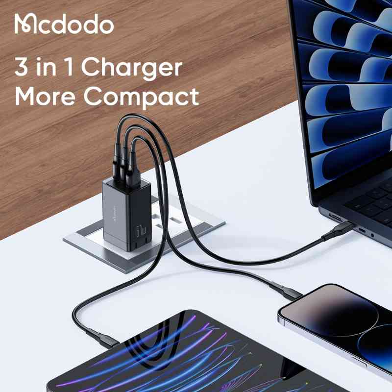 Mcdodo CH-153 PD67W GaN5 Mini Fast Charger Pro Set With Type-C To Type-C Cable. 