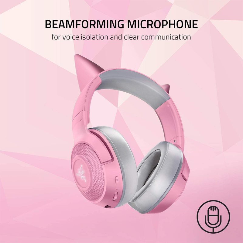 Razer Kraken BT Kitty Gaming Headset BT 5.0 Wireless Headphone 40mm Driver Unit Low Latency Built-in Beamforming Microphone Pink. 