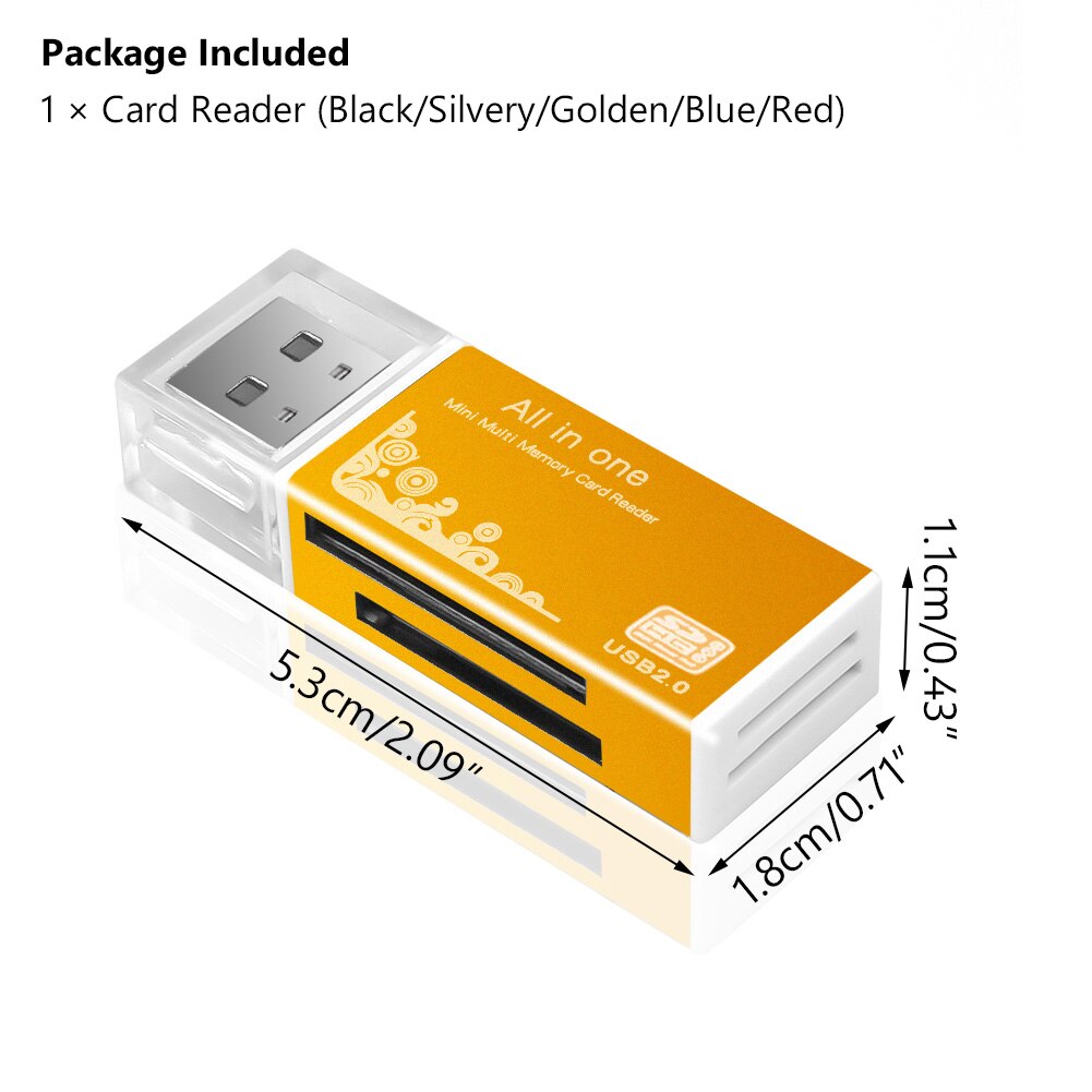 4 In 1 Micro SD Card Reader Adapter SDHC MMC USB SD Memory T-Flash M2 MS Duo USB 2.0 4 Slot Memory Card Readers Adapter Support. 