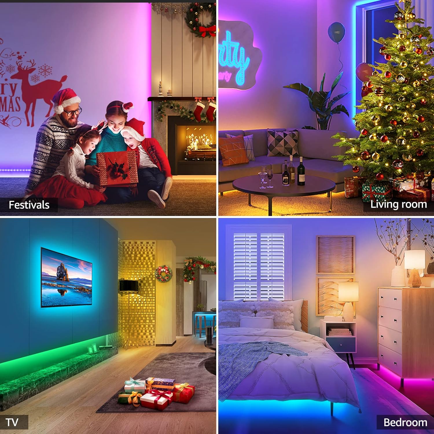 Best Quality 15 Meter LED Light Strip TV LED Backlight USB RGB 5050 Color Strip Music Synchronized Color Changing Remote App Control 5Volt Halloween Decorative Night Light Suitable for Home Bedroom Christmas Party Holidays Ceiling lighting. 