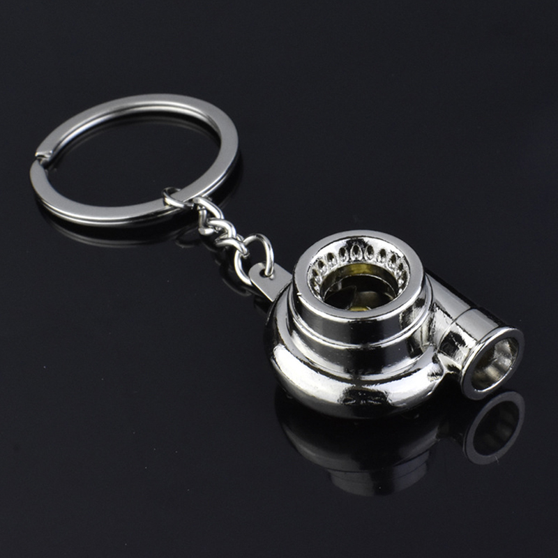 Mini Turbo Turbocharger Keychain Spinning Turbine Key Chain Ring Keyring MJD
