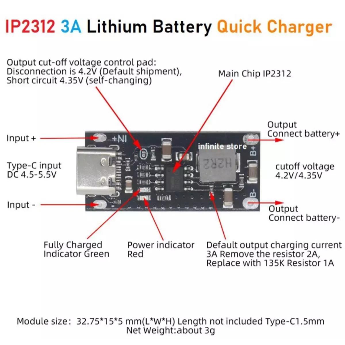 Usb টাইপ c 3a উচ্চ বর্তমান ip2312 পলিমার টার্নারি লিথিয়াম ব্যাটারি দ্রুত ফাস্ট চার্জিং বোর্ড চার্জার মডিউল স্মার্ট হোম প্রতিস্থাপন tp4056 eta4096 - solar charge controller