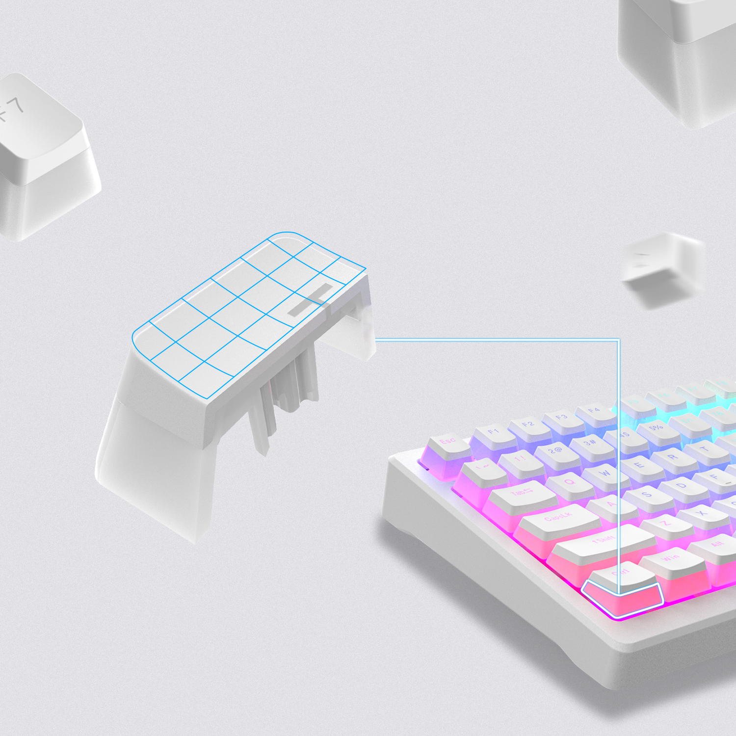 XVX Transparent Keycap White/Black Pudding Keycaps for Mechanical Keyboard PBT OEM Key Caps DIY Keycaps Switch Gaming 165-key. 