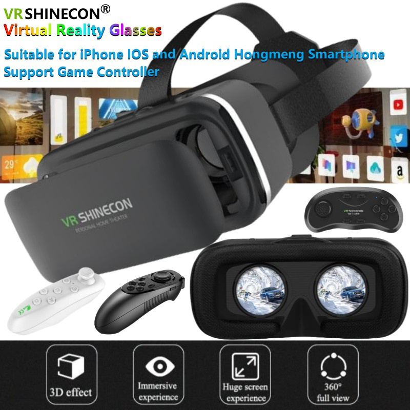 Virtual Reality VR Glasses IMAX Huge Screen 3D Glasses Google Cardboard Box VR Headset for 4.5-6.53 Phone,Support Game Joystick