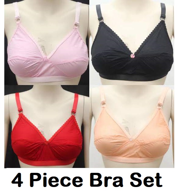 Pack of 4 Cotton Bra for Women - Multicolor