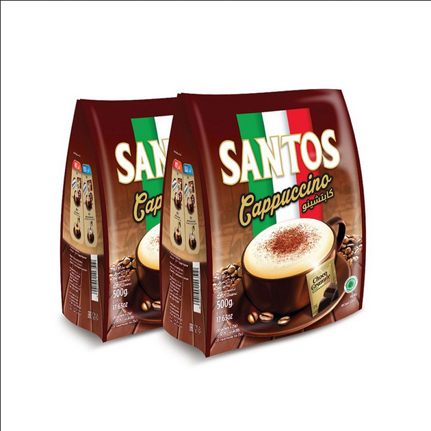Santos Cappuccino 3 In1 With Choco Granule Coffee - 500g*2pcs =1000g