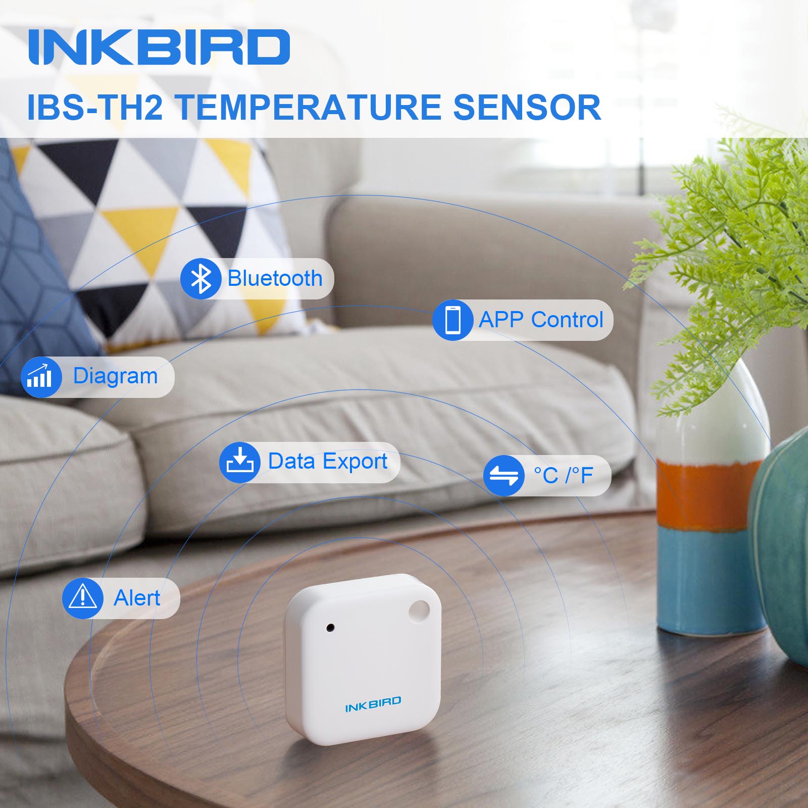 IBS-TH2 Digital Thermometer Splash-proof Room Temperature Meter Recorder for Smart Home Weather Station Refrigerator. 