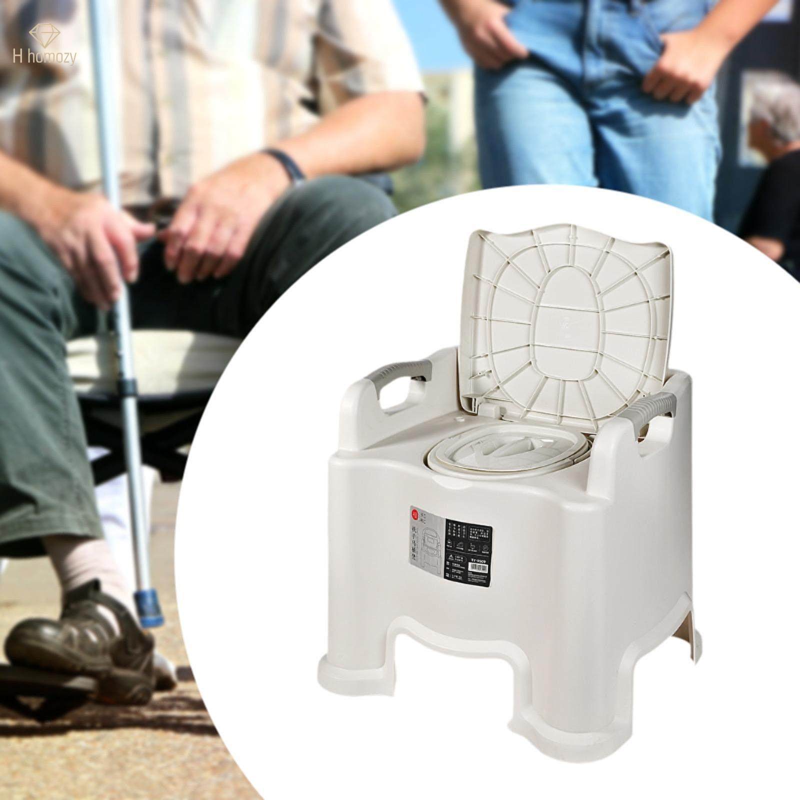Toilet Chair Heavy Duty Easy to Clean Double Lid Bedside Commode Portable Potty for RV Camping Men. 