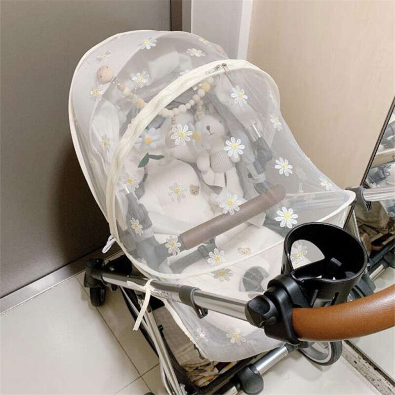 Korean Instagram net full daisy embroidered gauze curtain, mosquito and insect repellent cover, baby stroller tool. 