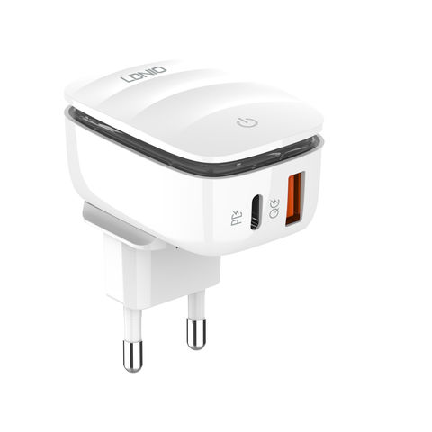 LDNIO A2425C USB C Wall Charger with Night Light LDNIO Dual Port Charger Block PD 20W Wall Plug & QC 18W Fast Charger Compatible with lPhone 13 Pro Max 12 Pro Max iPad Samsung Galaxy Smart Phone Kindle Tablet Earbuds. 