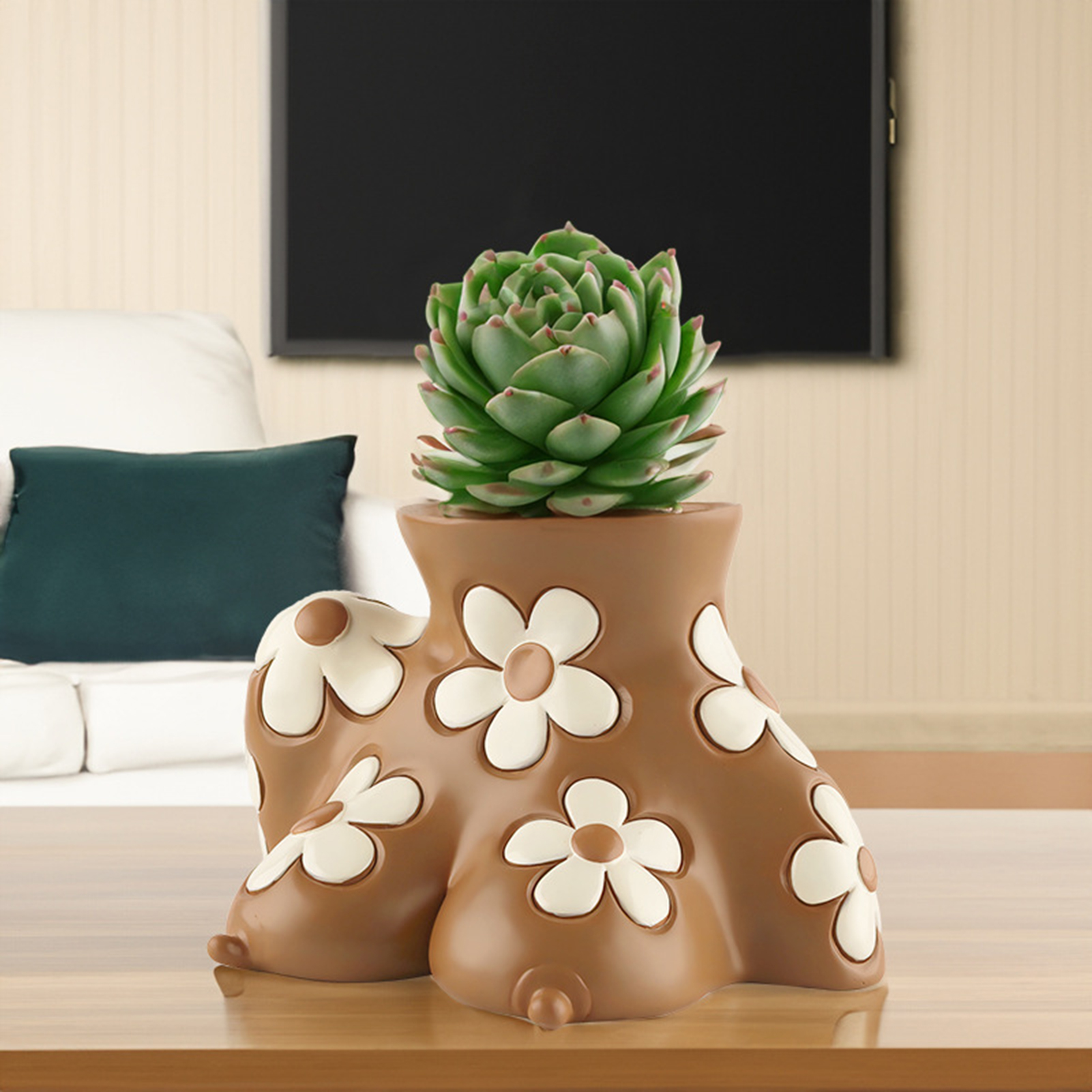 Unique Plant Pot Colorful Long-lasting Flower Pot for Balcony Desktop Decoration Perfect for Succulents Non-fading Artistic Design Resin Flower Pot. 