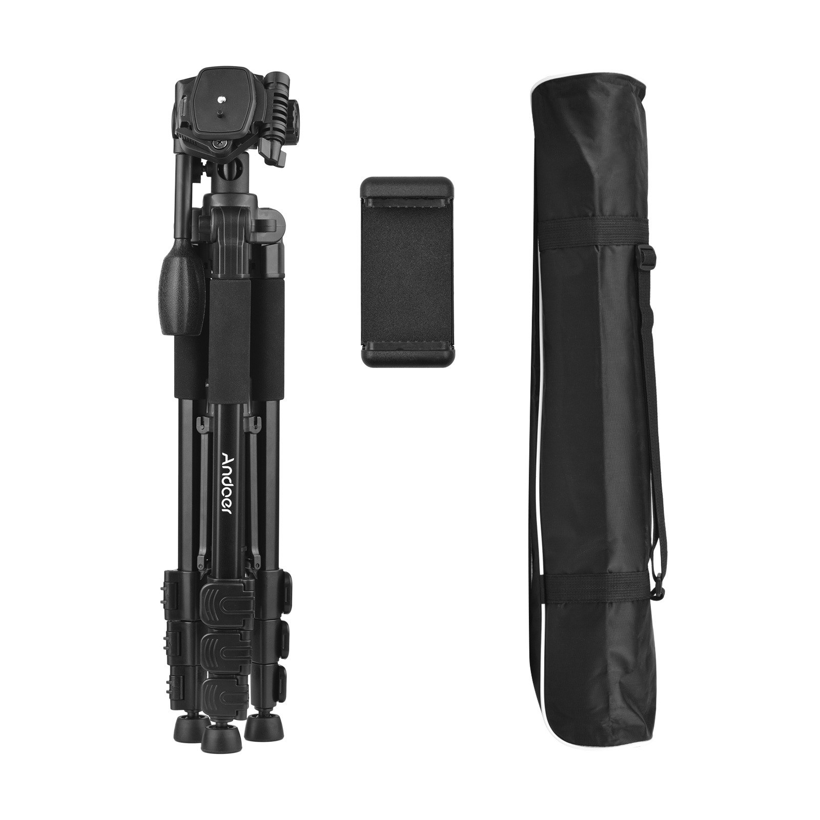 Andoer 157cm/61.8inch Portable Tripod Horizontal Camera Tripod Stand - black. 