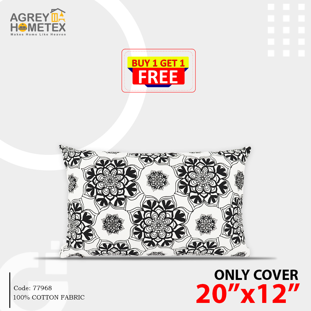 Cushion Cover Black & White (20"x12") Only Cover