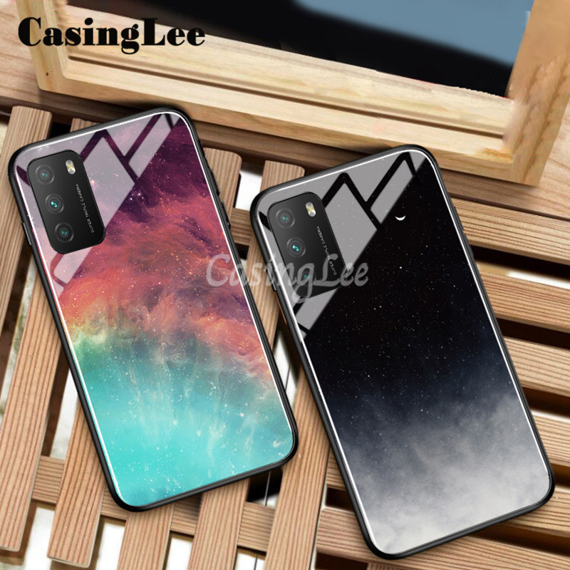 For OPPO A16 case Protector Phone case Starry Sky Design Couple Phone cover for OPPO A16 Mirror Glass