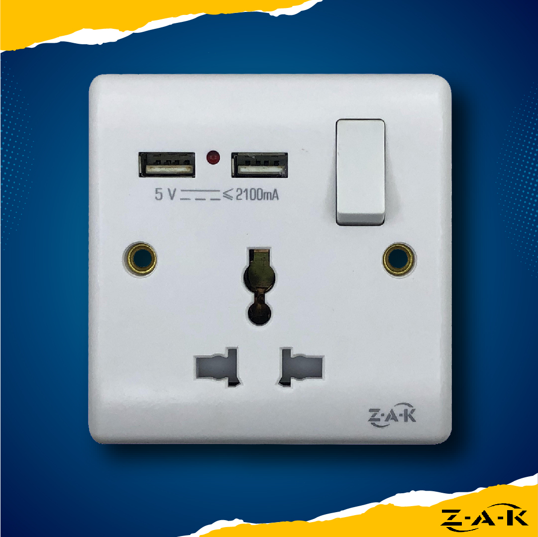 3 Pin 2 USB socket / USB Socket with Switch (Business series)