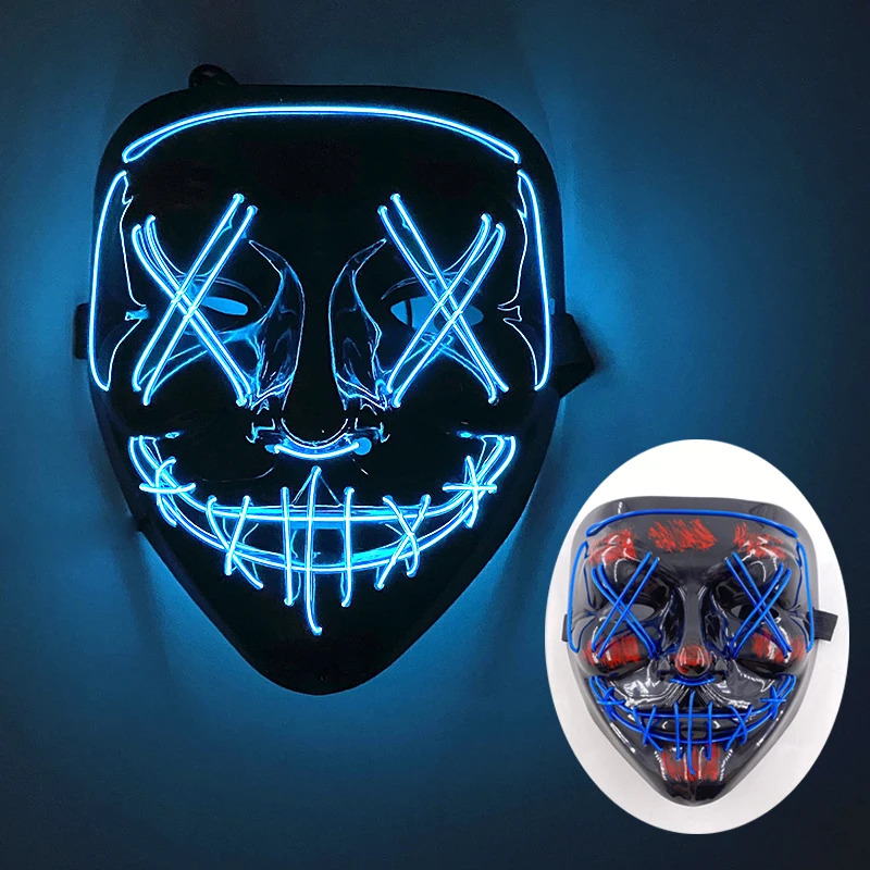 New Halloween LED Luminous Mask Face Changing Induction colorful mask LED light up control cool mask Party Atmosphere Prop. 