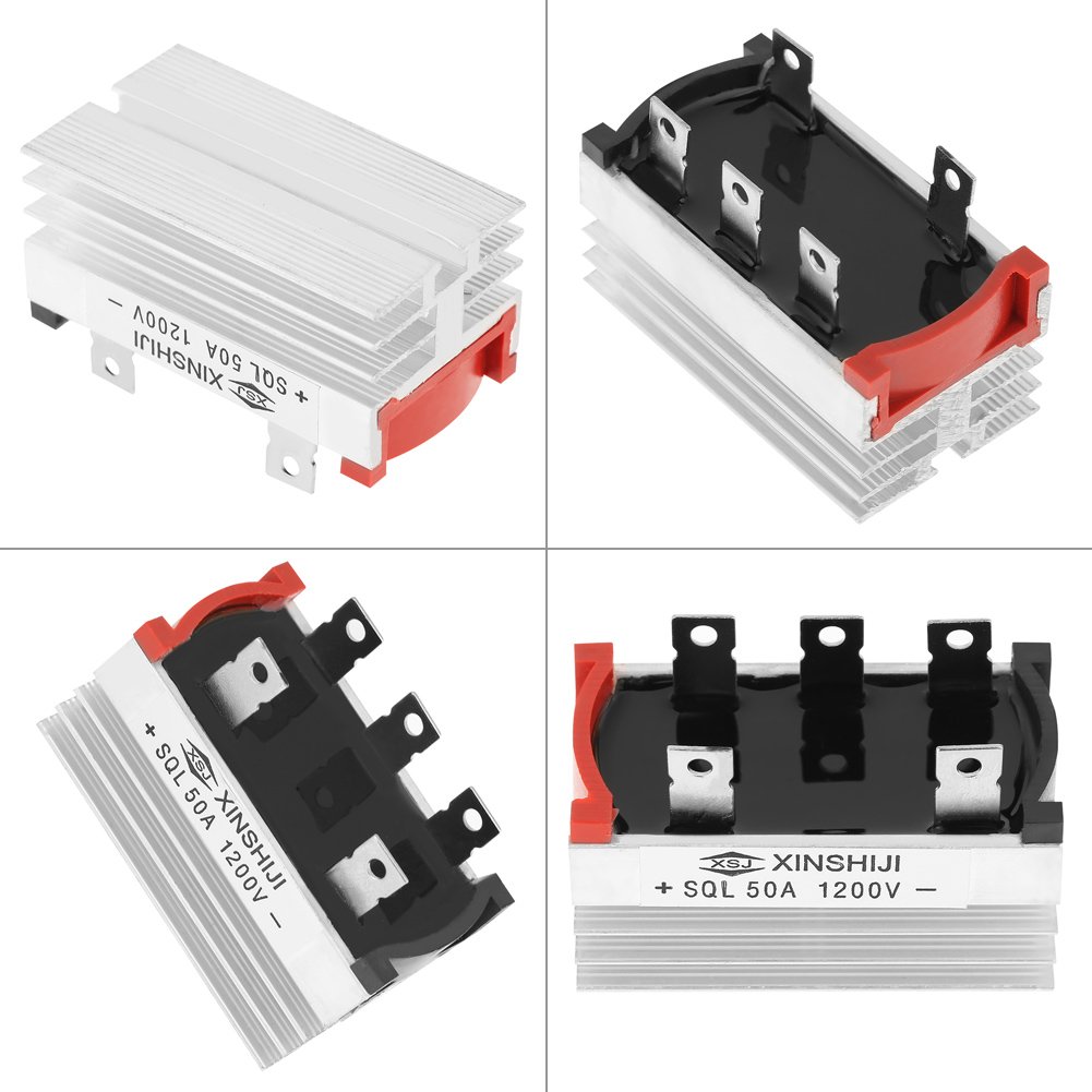 5Pin BRIDGE Rectifier SQL 50A 1200V Three Phase Diode DC To AC Power Rectifier Silicon Full Wave Diode 5 Terminal Bridge Rectifier Module With Heatsink Electrical Circuitry & Parts. 