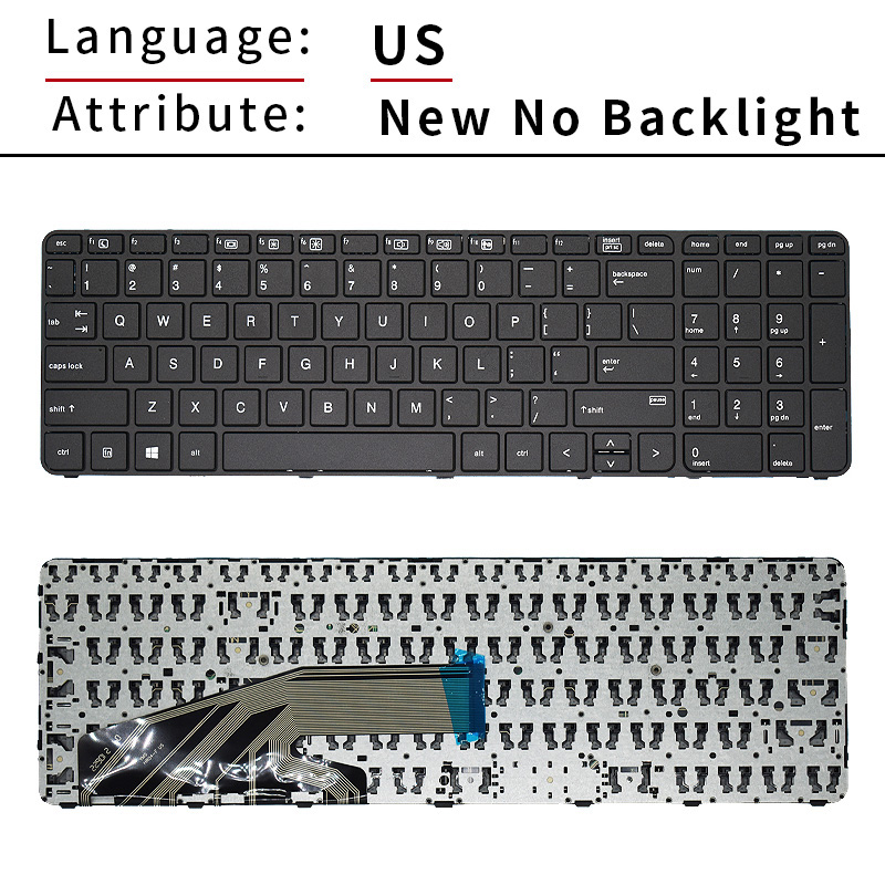 US Russian Laptop Keyboard Backlight For HP ProBook 450 G3 G4 455 G3 G4 470 G3 G4 HSTNN-Q95C/Q03C SG-80650-2BA 827029 837549-031. 