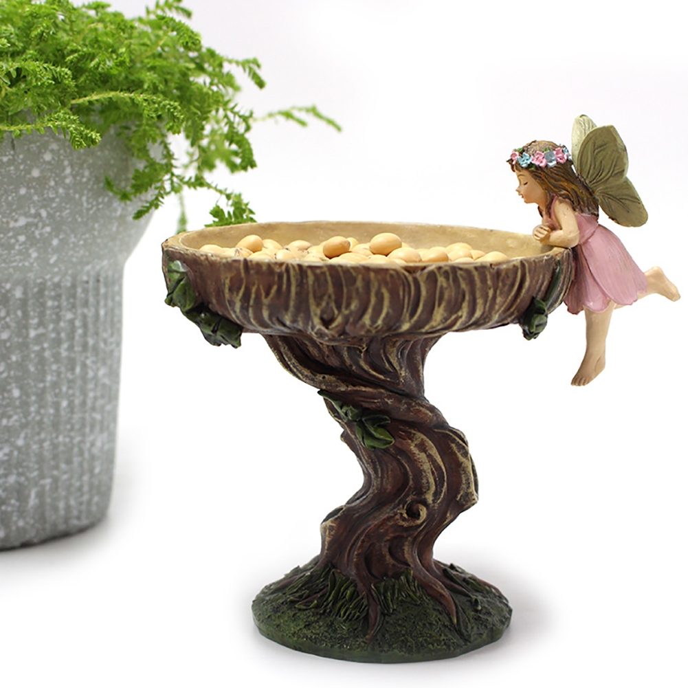 GC Flower Fairy Bird Feeders For Outdoors, Resin Craft Bird Food Container Garden Statue Ornament Wild Bird Feeder, Landscaping Lawn Yard Decoration. 